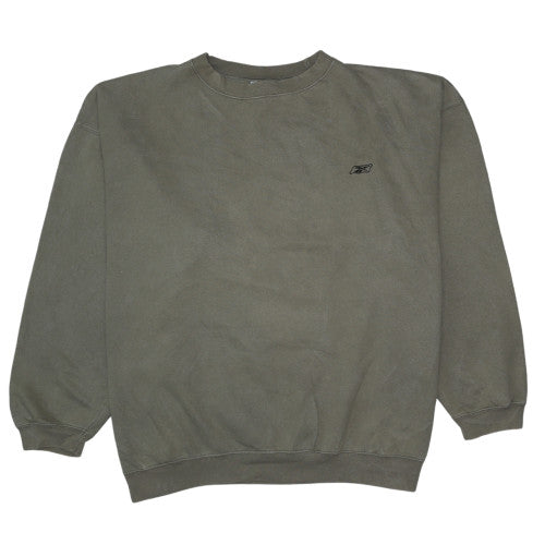 Reebok Mens Khaki Green Crew Neck Sweatshirt 2XL Classic Fit