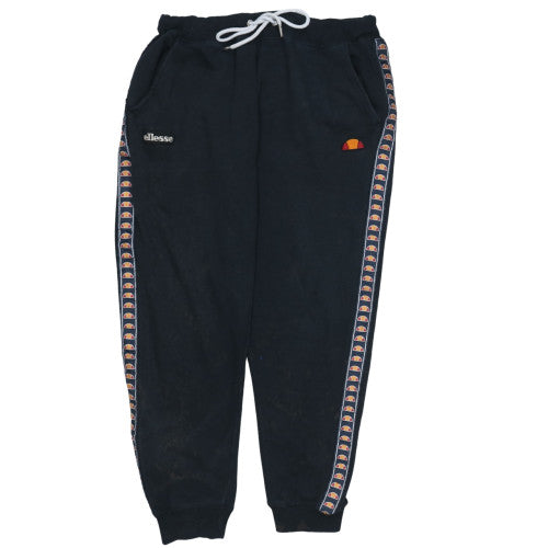 Ellesse Mens Black Jogger Trousers L Fleece Side Stripe Drawstring