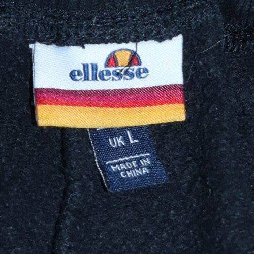 Ellesse Mens Black Jogger Trousers L Fleece Side Stripe Drawstring