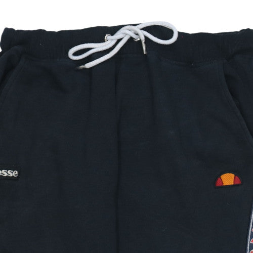 Ellesse Mens Black Jogger Trousers L Fleece Side Stripe Drawstring