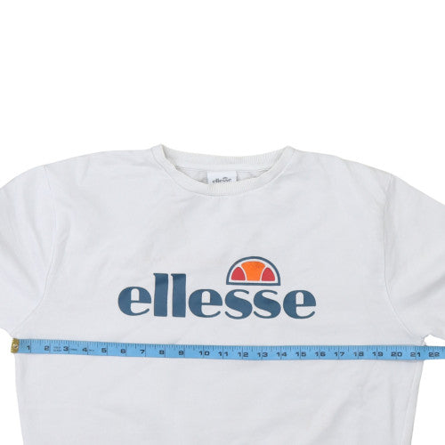 Ellesse Men's White Crew Neck Logo Sweatshirt Size M