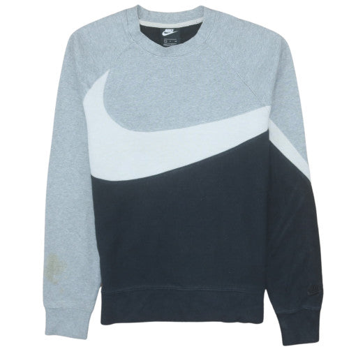 Nike Mens Grey Pullover Sweatshirt Small Logo Graphic Fleece
