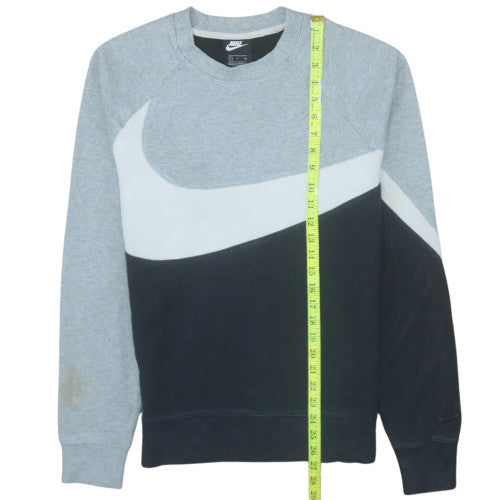 Nike Mens Grey Pullover Sweatshirt Small Logo Graphic Fleece