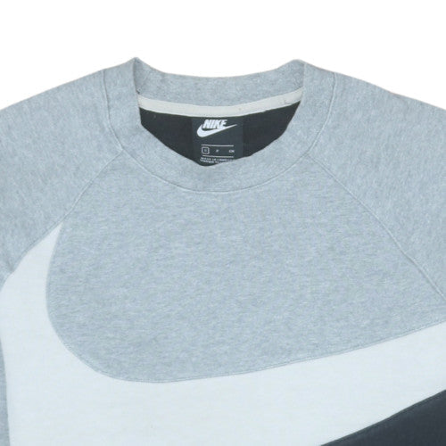 Nike Mens Grey Pullover Sweatshirt Small Logo Graphic Fleece