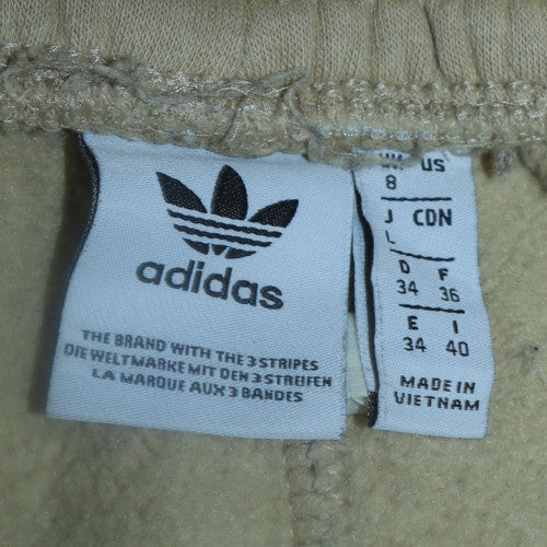 Adidas Womens Beige Jogger Sweatpants Size 12 Fleece Elastic Waist