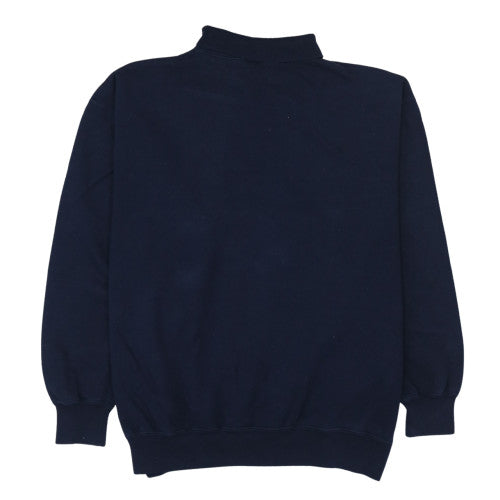 Tulchan Womens Navy Sheep Embroidered Collared Sweatshirt L