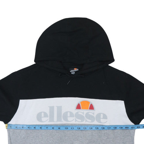 Ellesse Mens Grey Black Pullover Hoodie L Logo Sportswear