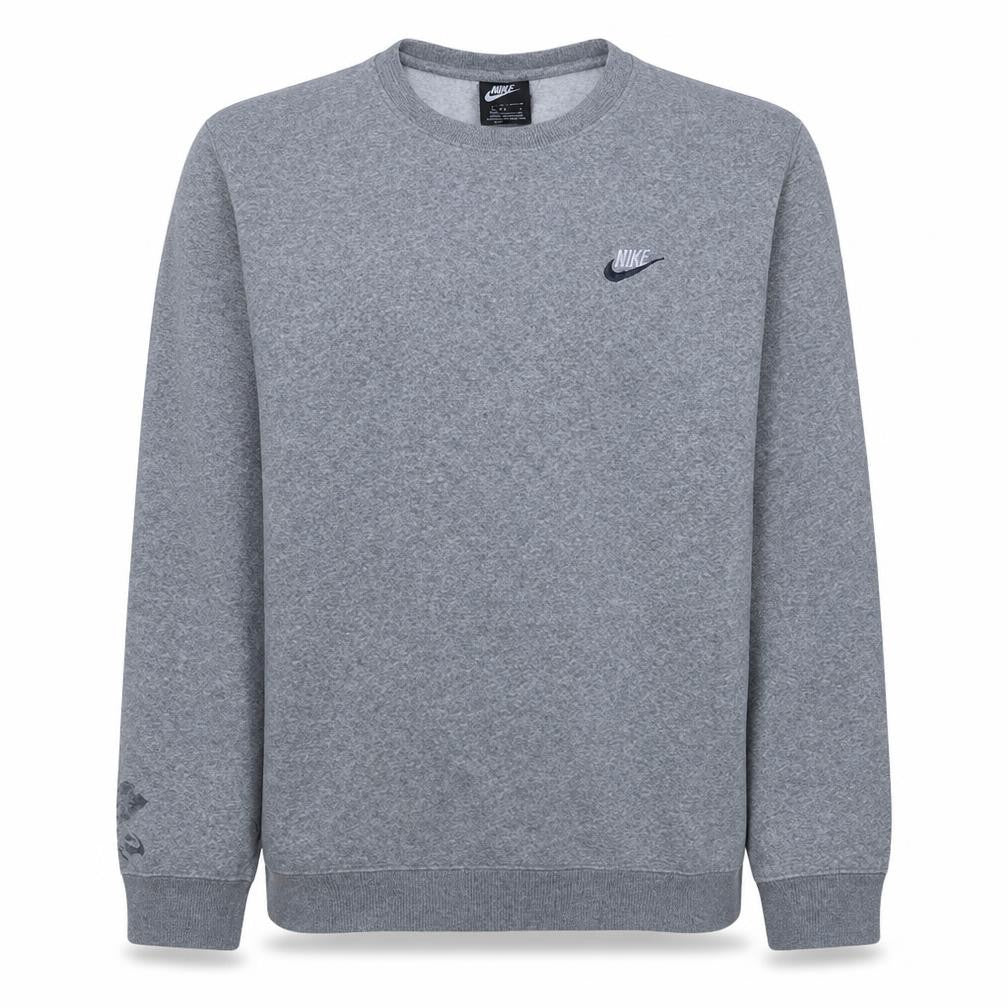 Front view of Nike Men's Grey Crew Neck Pullover Sweatshirt, size L