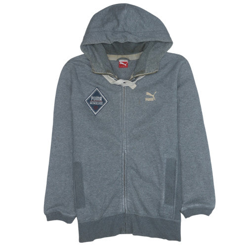 Puma Mens Grey Full Zip Hoodie Size L Sports Fleece Sweatshirt