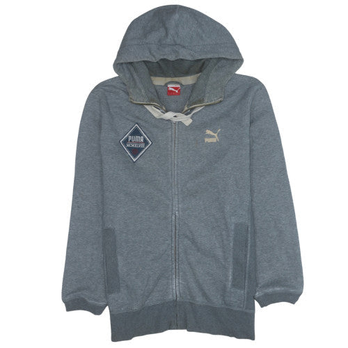 Puma Mens Grey Full Zip Hoodie Size L Sports Fleece Sweatshirt