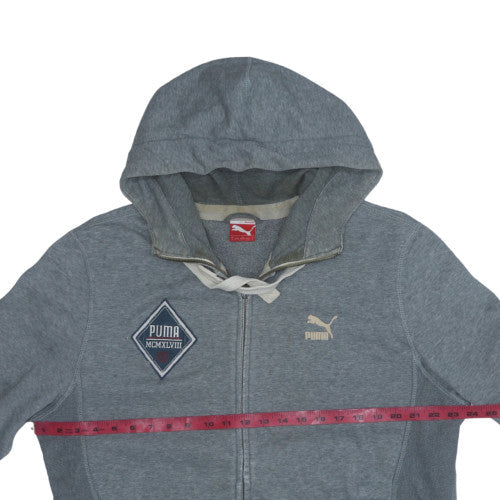 Puma Mens Grey Full Zip Hoodie Size L Sports Fleece Sweatshirt