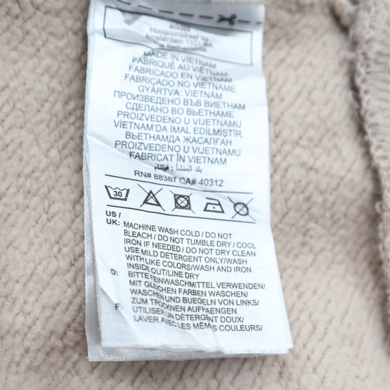 Adidas Women Beige Pullover Hoodie Cotton Blend Lined Casual Medium