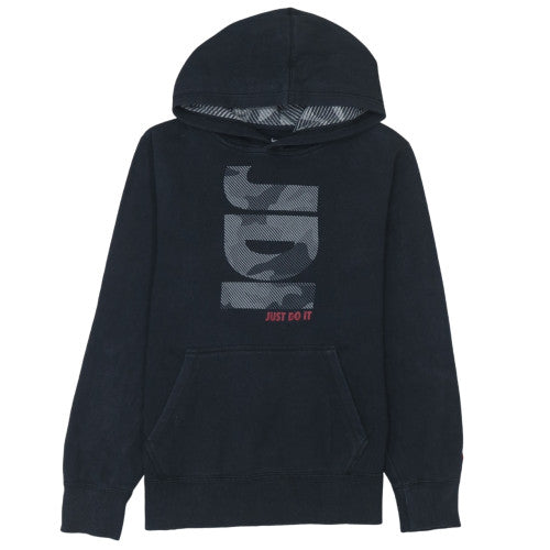 Nike Boys Black Hoodie 12-13 Years Pullover Graphic Print Lined