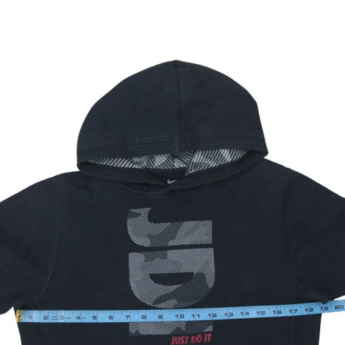 Nike Boys Black Hoodie 12-13 Years Pullover Graphic Print Lined