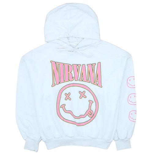 H&M Nirvana Womens White Pullover Hoodie Size S Cotton Blend