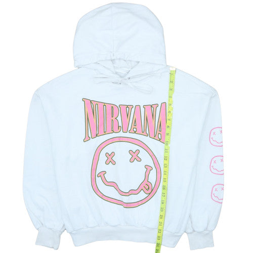 H&M Nirvana Womens White Pullover Hoodie Size S Cotton Blend