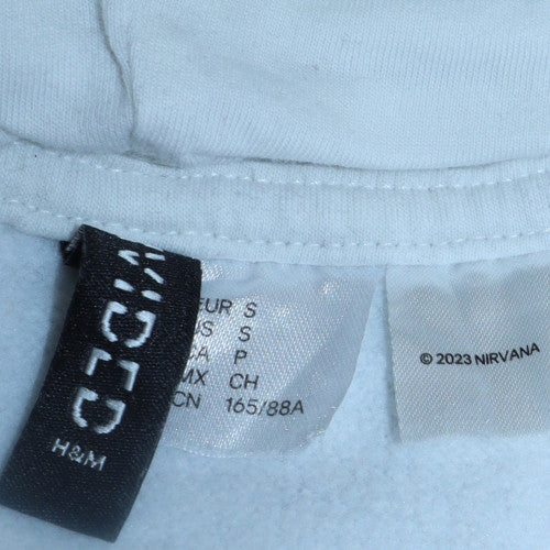 H&M Nirvana Womens White Pullover Hoodie Size S Cotton Blend