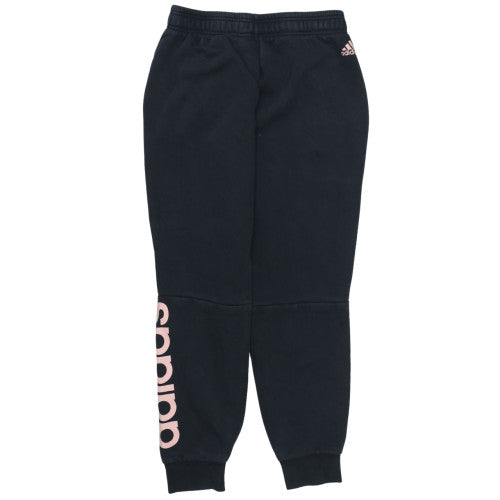 Adidas Womens Black Jogger Sweatpants S Logo Cuffed Fleece