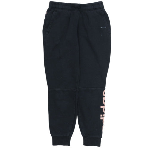 Adidas Womens Black Jogger Sweatpants S Logo Cuffed Fleece