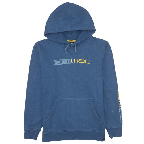 Animal Boys Blue Pullover Hoodie 13-14 Years Cotton Graphic Print Sweatshirt