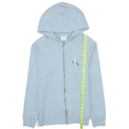 Calvin Klein Men's Grey Full Zip Hoodie Small - Lightweight Cotton Blend