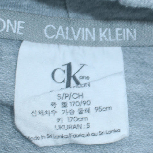 Calvin Klein Men's Grey Full Zip Hoodie Small - Lightweight Cotton Blend
