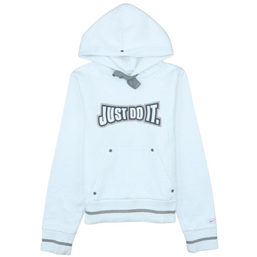 Nike Women's White Hoodie Size 10 Just Do It Pullover Cotton Blend
