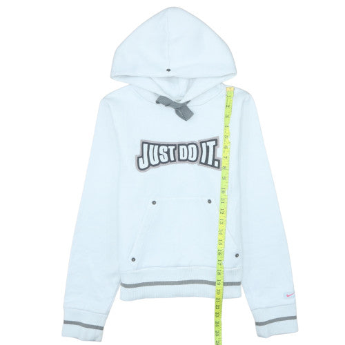 Nike Women's White Hoodie Size 10 Just Do It Pullover Cotton Blend