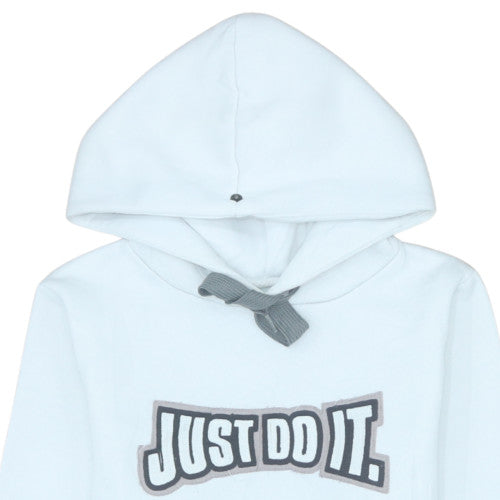 Nike Women's White Hoodie Size 10 Just Do It Pullover Cotton Blend