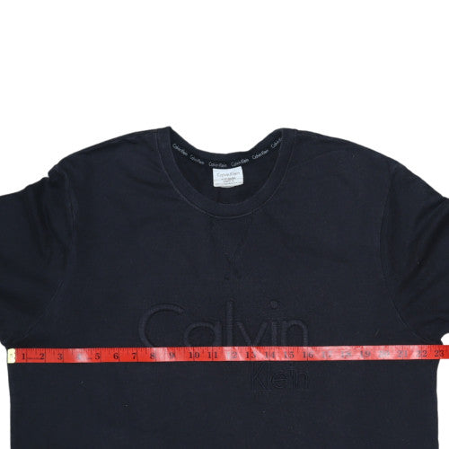 Calvin Klein Mens Black XL Crew Neck Logo Sweatshirt