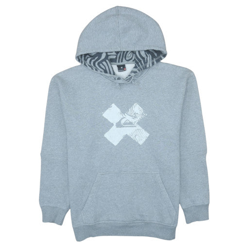 Quiksilver Men's Grey Pullover Hoodie M Regular Graphic Fleece