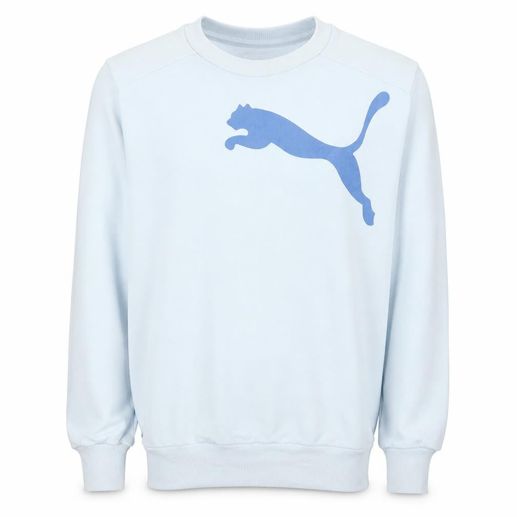 Front view of Puma Men's White XS Crew Neck Pullover Sweatshirt