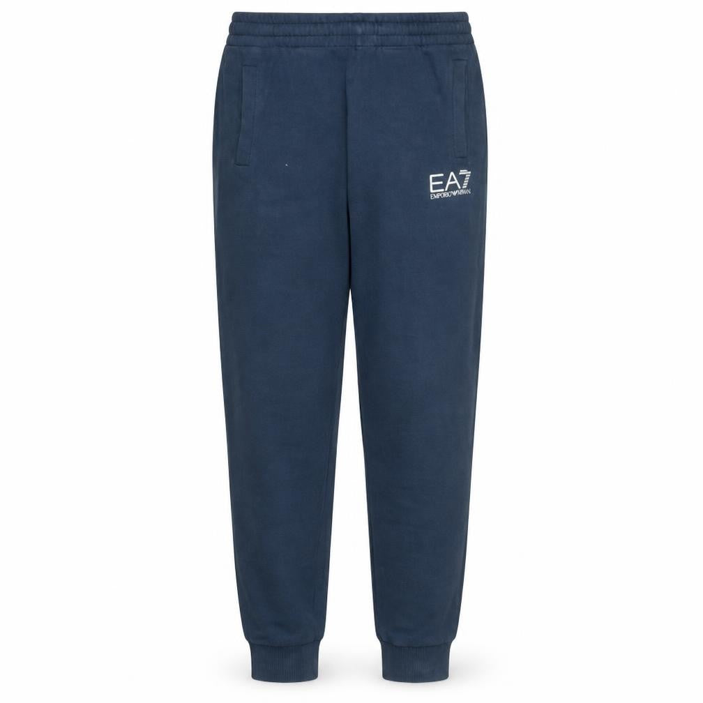 Front view of Emporio Armani EA7 Men's Blue Jogger Sweatpants, size M