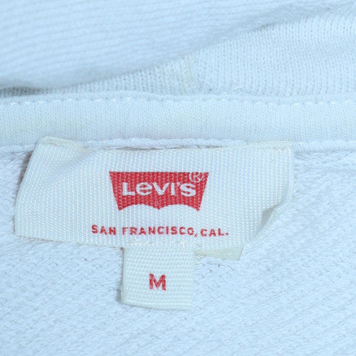 Levi's Womens White Pullover Hoodie Medium Graphic Logo Sweatshirt