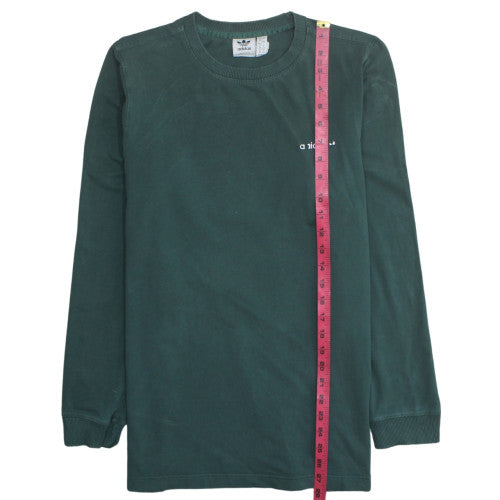 Adidas Mens Green Long Sleeve Crew Neck Cotton T-Shirt Size L