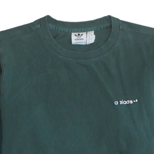 Adidas Mens Green Long Sleeve Crew Neck Cotton T-Shirt Size L