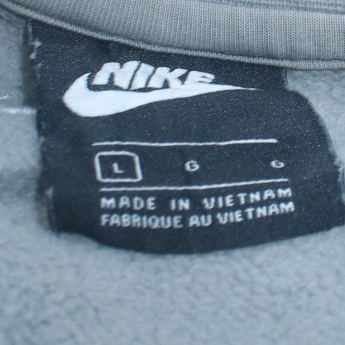 Nike Men’s Grey Crew Neck Pullover Logo Sweatshirt Size L