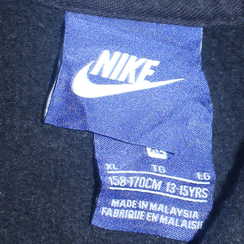 Nike Boys Black Full Zip Hoodie XL 13-15 Years Fleece Lined Casual
