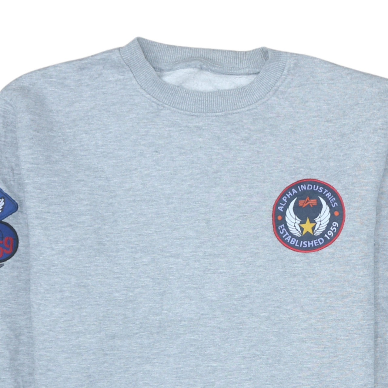 Alpha Industries Men's Grey Crew Neck Patch Sweatshirt Size S