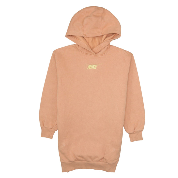 Nike Girls Beige Logo Pullover Hoodie Size 8-9 Years Fleece Sweatshirt