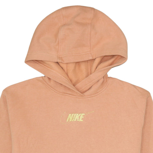 Nike Girls Beige Logo Pullover Hoodie Size 8-9 Years Fleece Sweatshirt