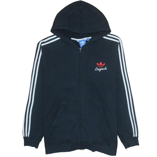Adidas Originals Mens Black XL Full Zip Hoodie with Logo