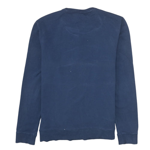 Guess Men's Blue Slim Fit Crew Neck Logo Sweatshirt M