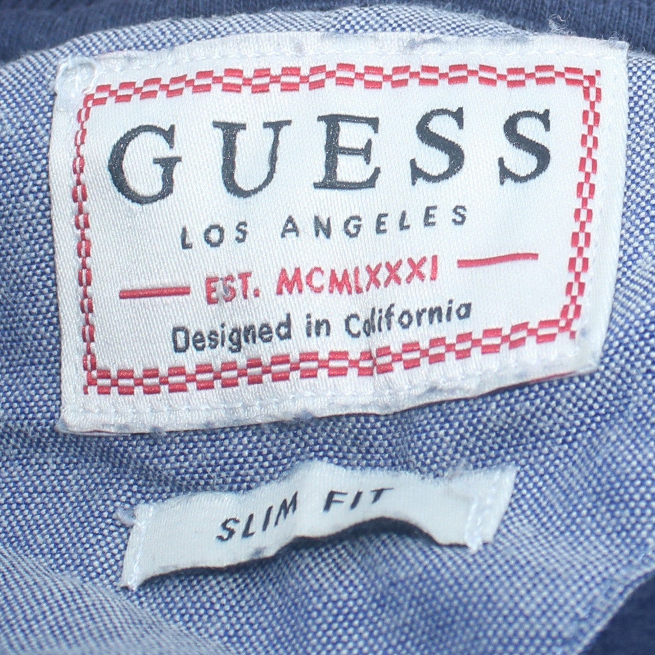 Guess Men's Blue Slim Fit Crew Neck Logo Sweatshirt M
