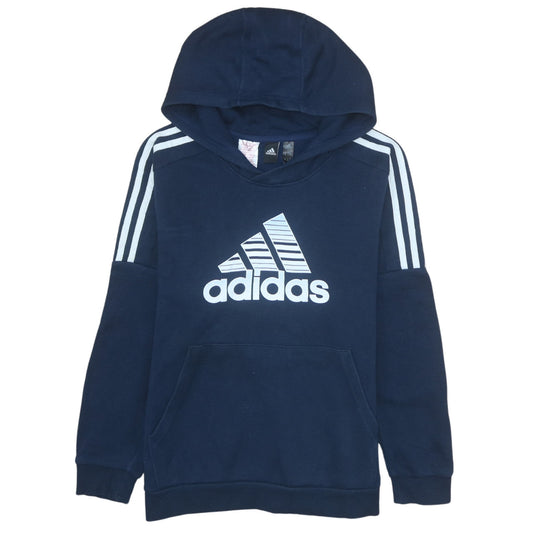 Adidas Boys Navy Blue Pullover Hoodie 13-14 Years Cotton Blend