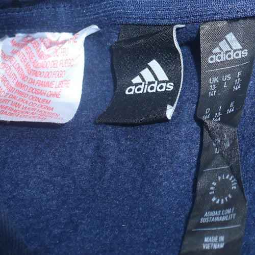 Adidas Boys Navy Blue Pullover Hoodie 13-14 Years Cotton Blend