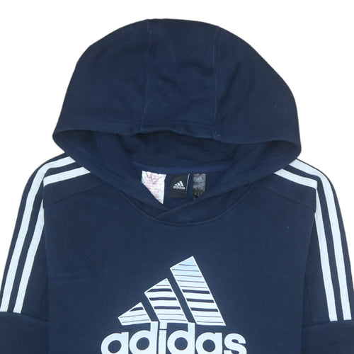 Adidas Boys Navy Blue Pullover Hoodie 13-14 Years Cotton Blend