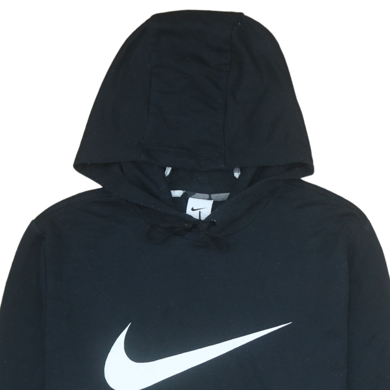 Nike Womens Black Dri-Fit Pullover Hoodie Size L with White Logo