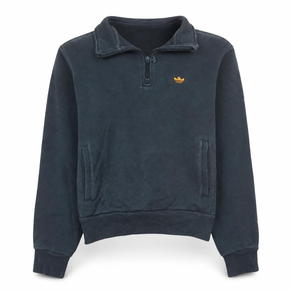 Front view of Adidas Women’s Black XS 1/2 Zip Sweatshirt Pullover Fleece