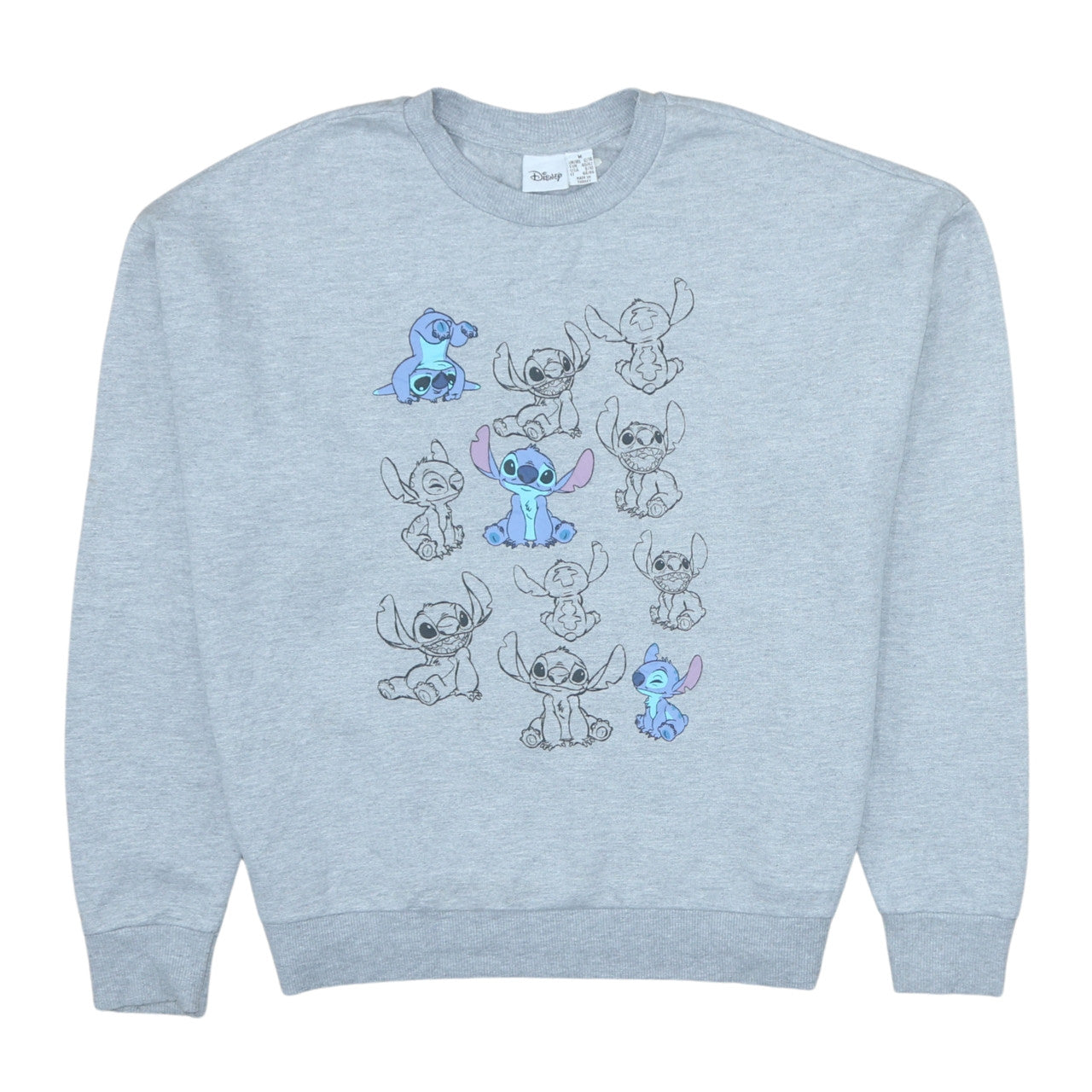 Disney Womens Grey Stitch Sweatshirt Pullover Size M 12/14 Graphic Print